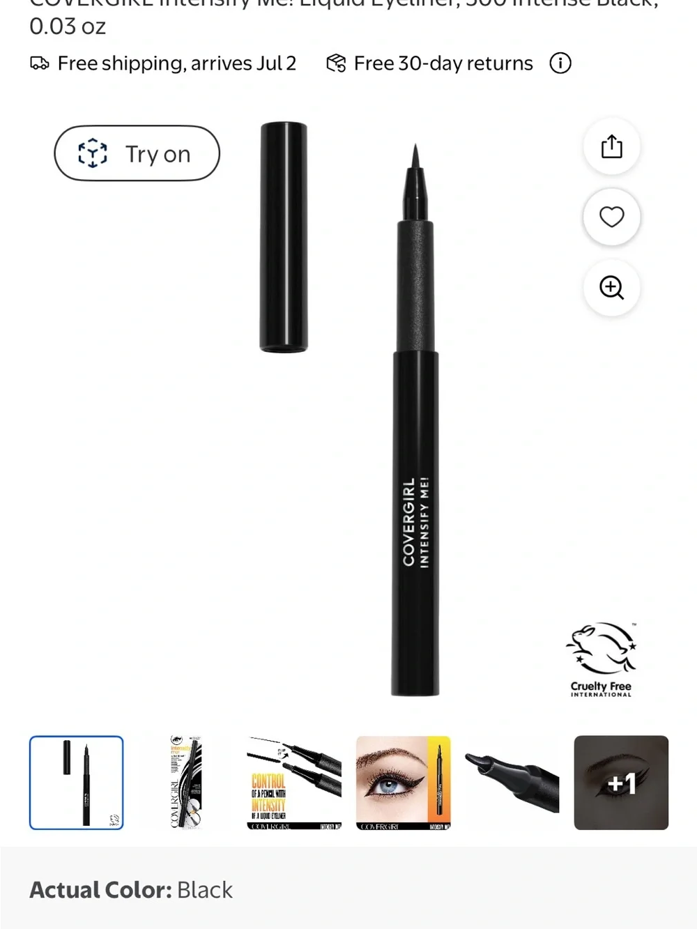 CoverGirl Intensify Me! Micro Fine Liquid Eyeliner - Black (3 Pack)